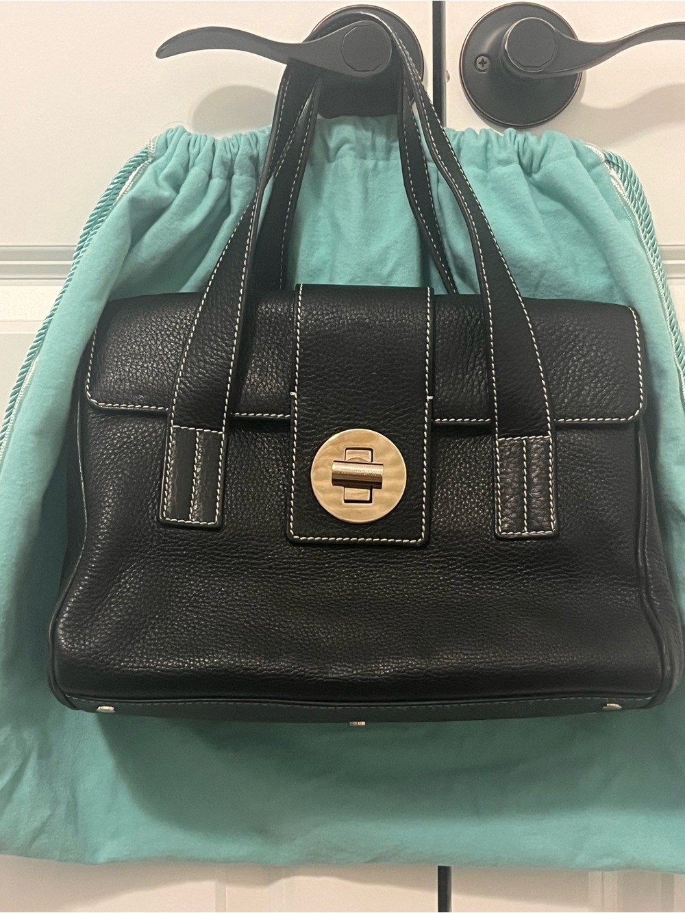 Tiffany & Co. Manhattan Black Leather Handbag